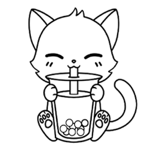 Cat boba tea kawaii coloring book super cute bubble tea coloring book relaxing and simple kawaii drinks with animals coloring bobatea bubble tea emely designer libros