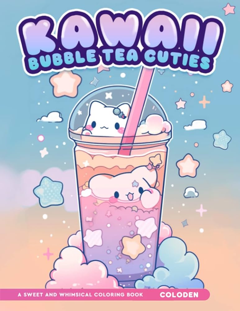 Kawaii bubble tea cuties coloring book fun and playful coloring pages for all ages coloden books