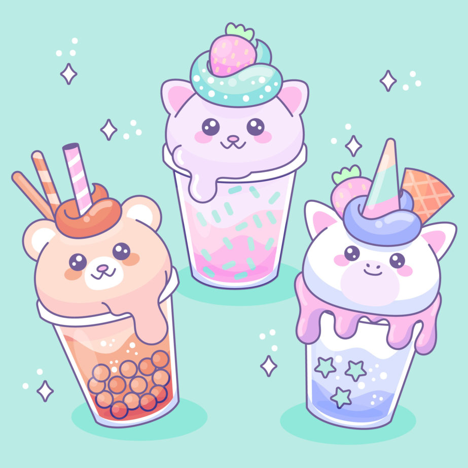 Printable kawaii bubble tea coloring page