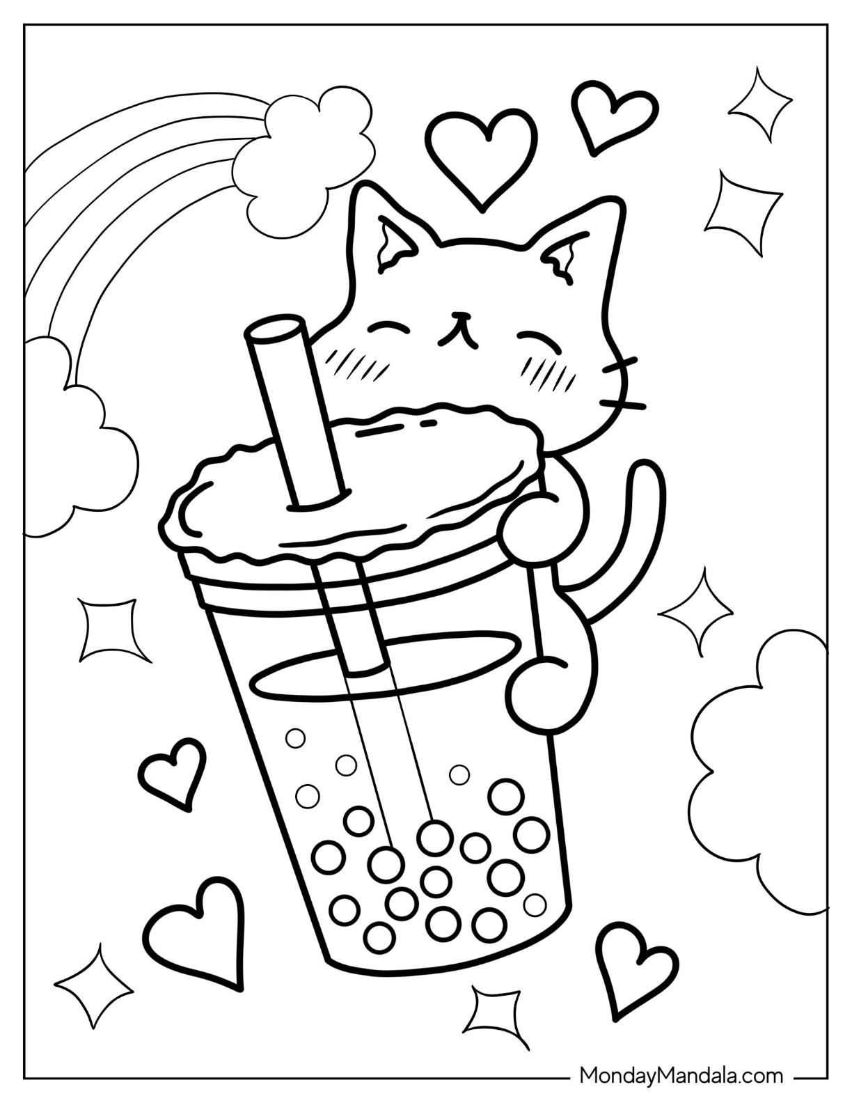 Boba tea coloring pages free pdf printables