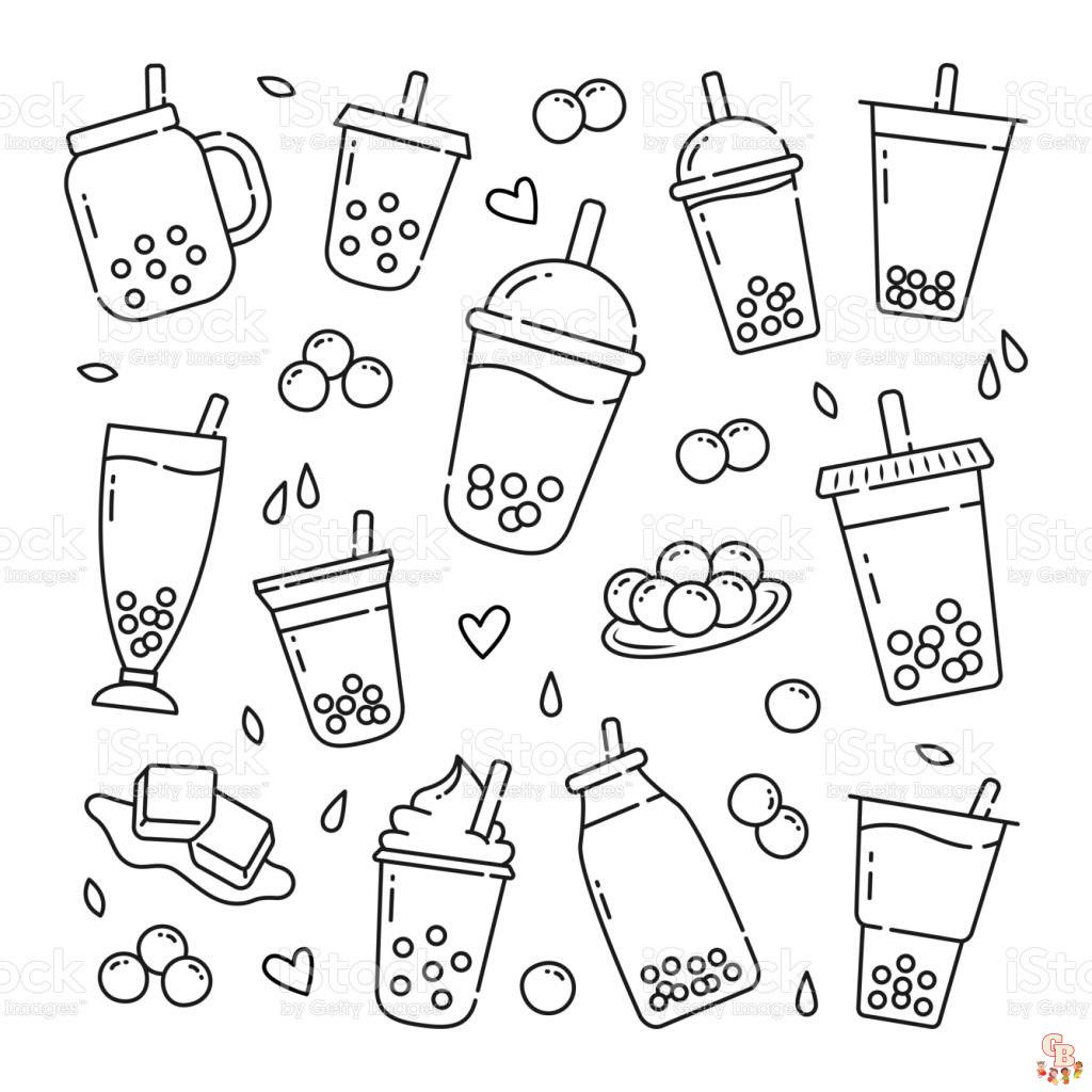 Discover adorable and free cute boba tea coloring pages