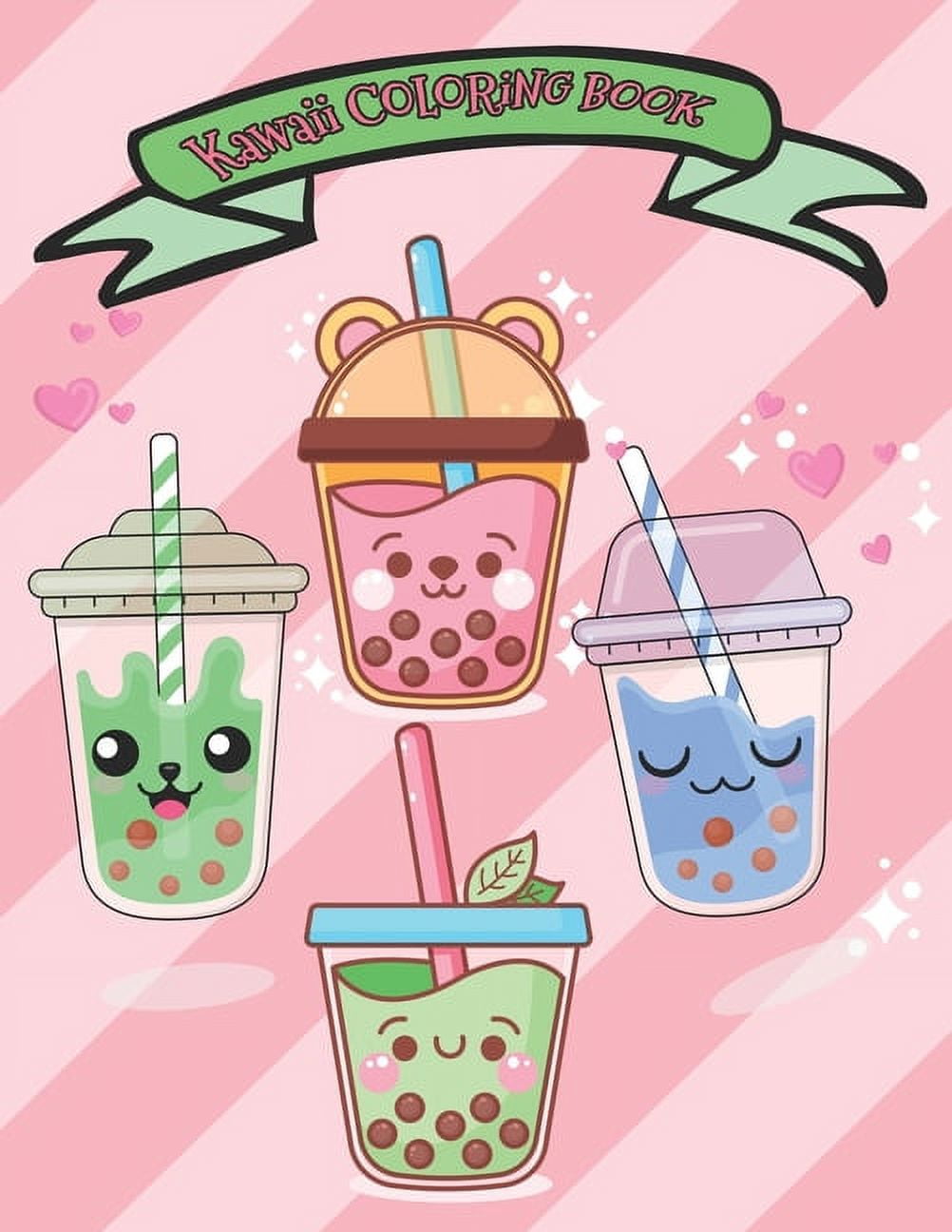 Kawaii coloring book super cute bubble tea coloring book for kids