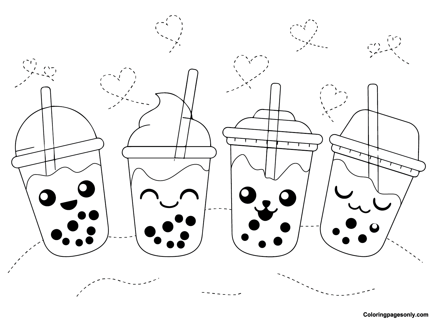 Boba tea coloring pages