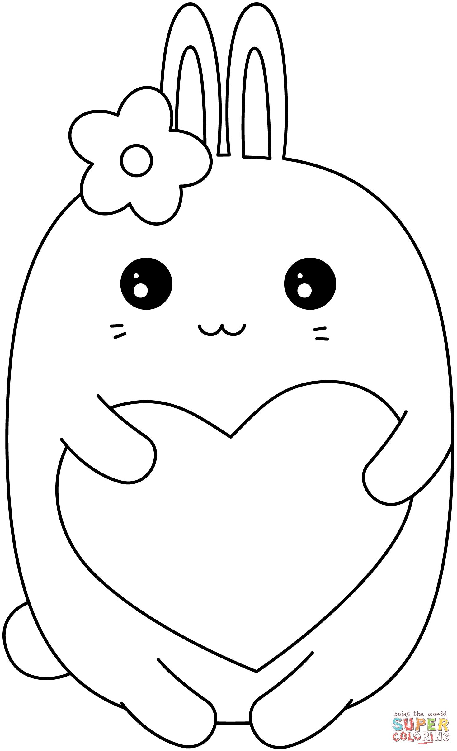 Kawaii bunny coloring page free printable coloring pages