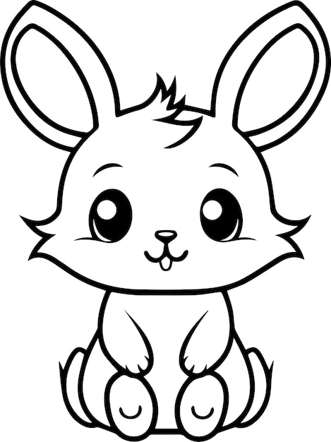 Premium vector a cute bunny illustration colouring pages for kids vector illustration