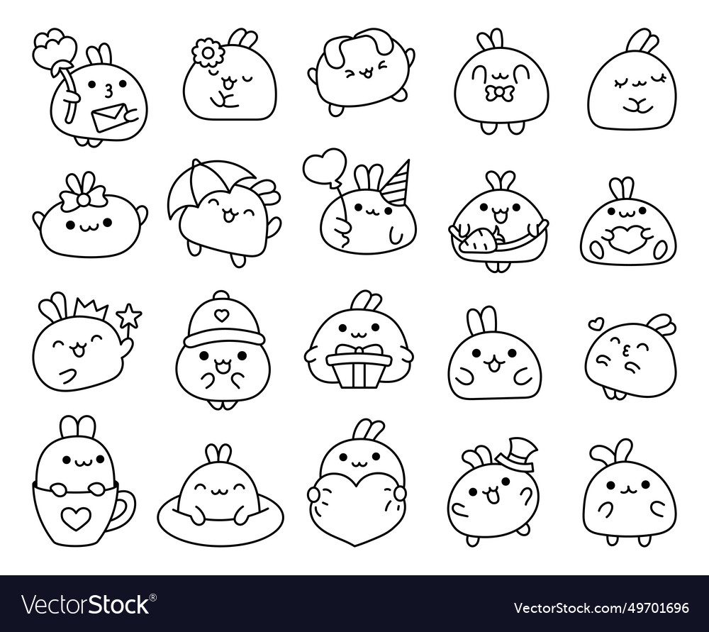 Kawaii bunny coloring page royalty free vector image