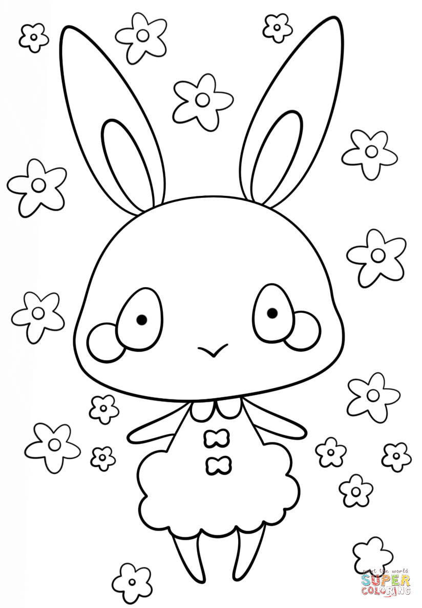 Kawaii bunny girl coloring page free printable coloring pages