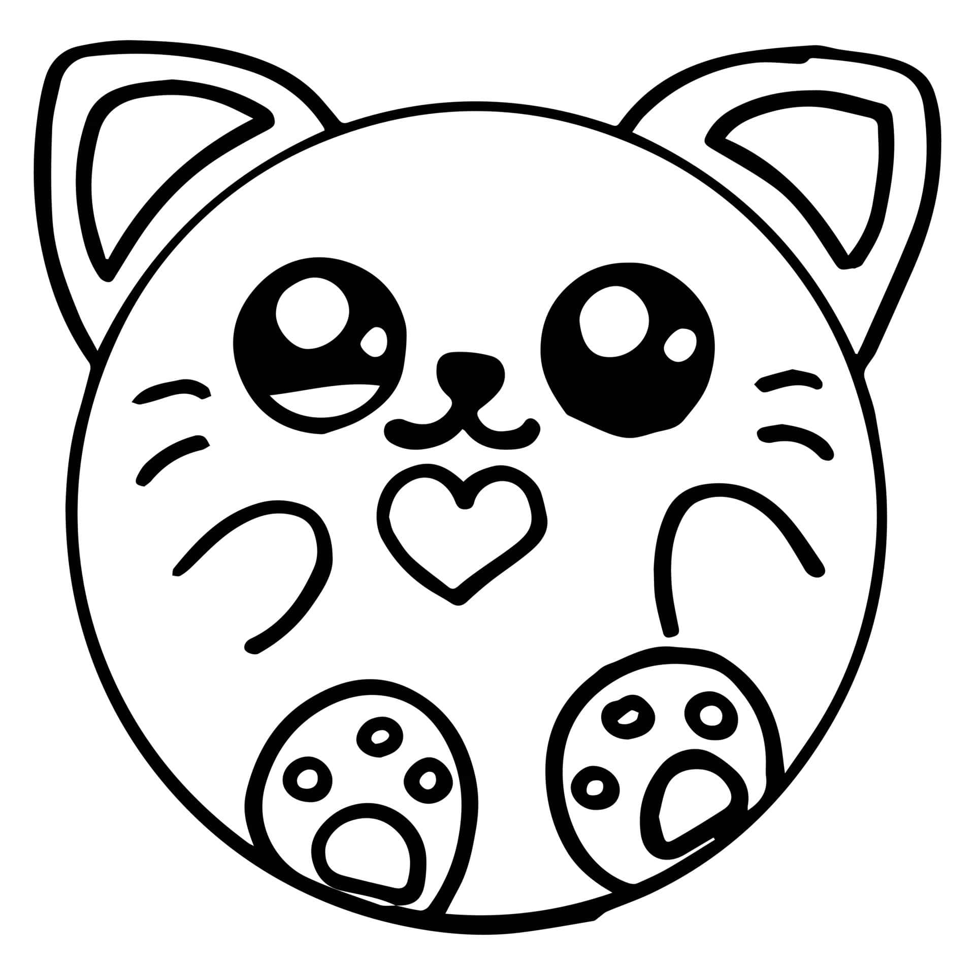 Download kawaii cat coloring picture