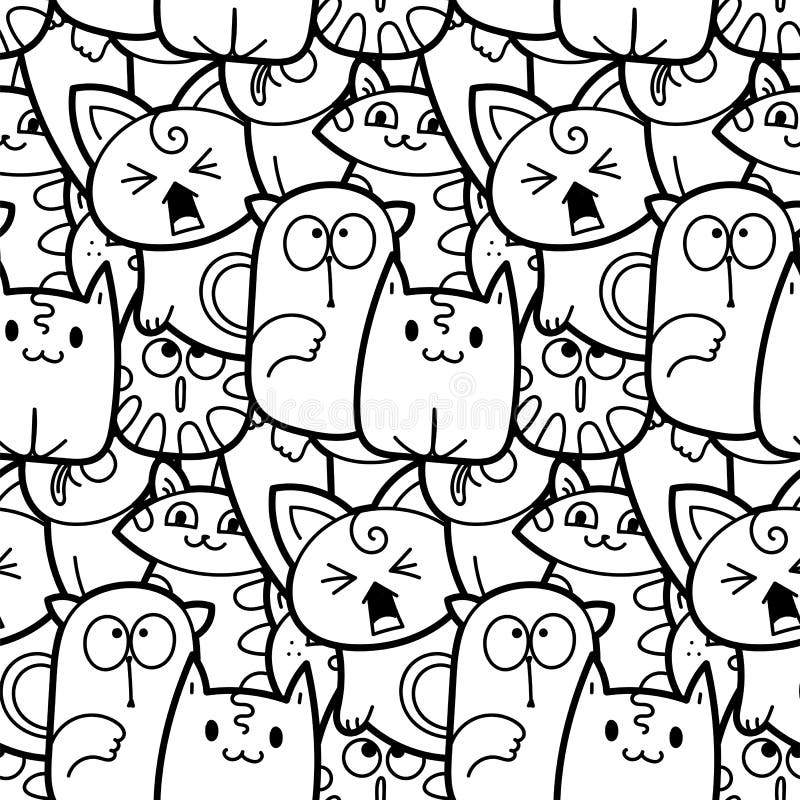 Cats kawaii coloring stock illustrations â cats kawaii coloring stock illustrations vectors clipart