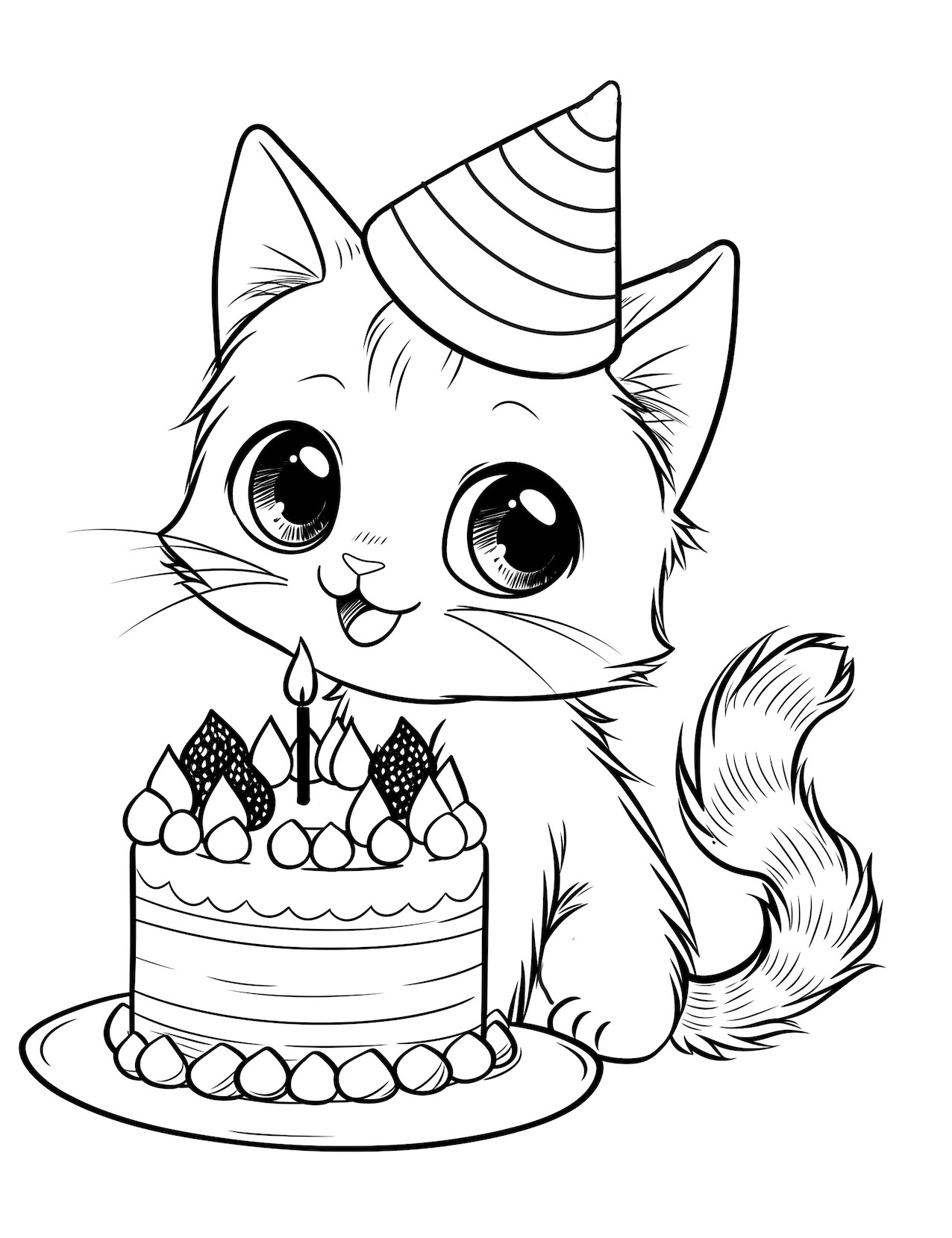 Cute cat coloring pages for kids and adults