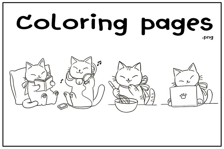 Cartoon cat doodle kawaii anime coloring page