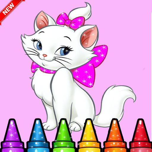 Glitter cute cat coloring book