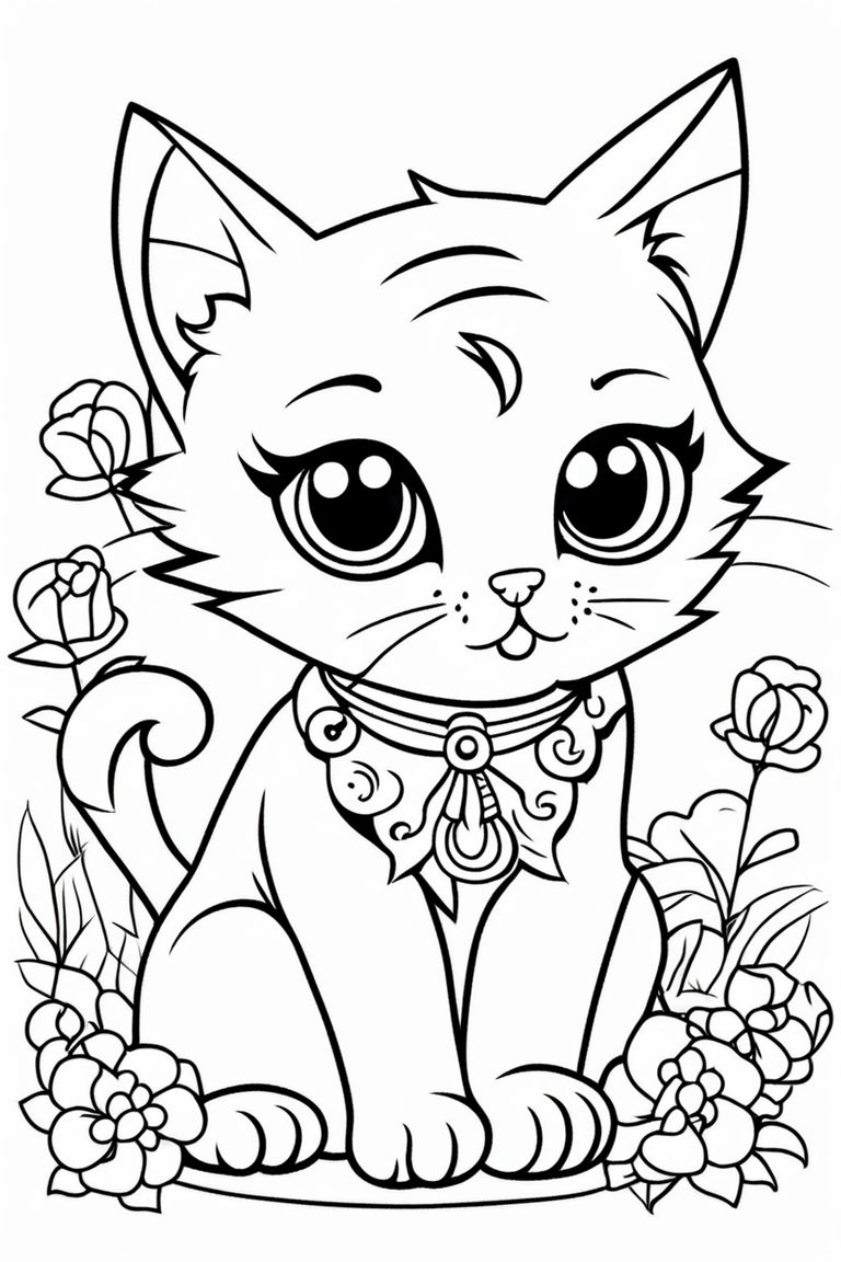 Cute cat coloring page