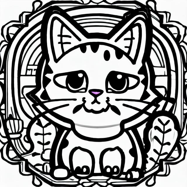 Coloring page for kids cute cat