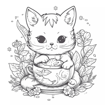 Funny kawaii cats coloring pages for kids cute kawaii cats pages for kids