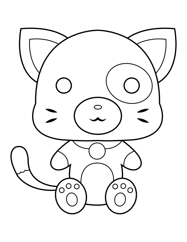 Printable kawaii cat coloring page