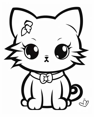 Kawaii cat pages for kids