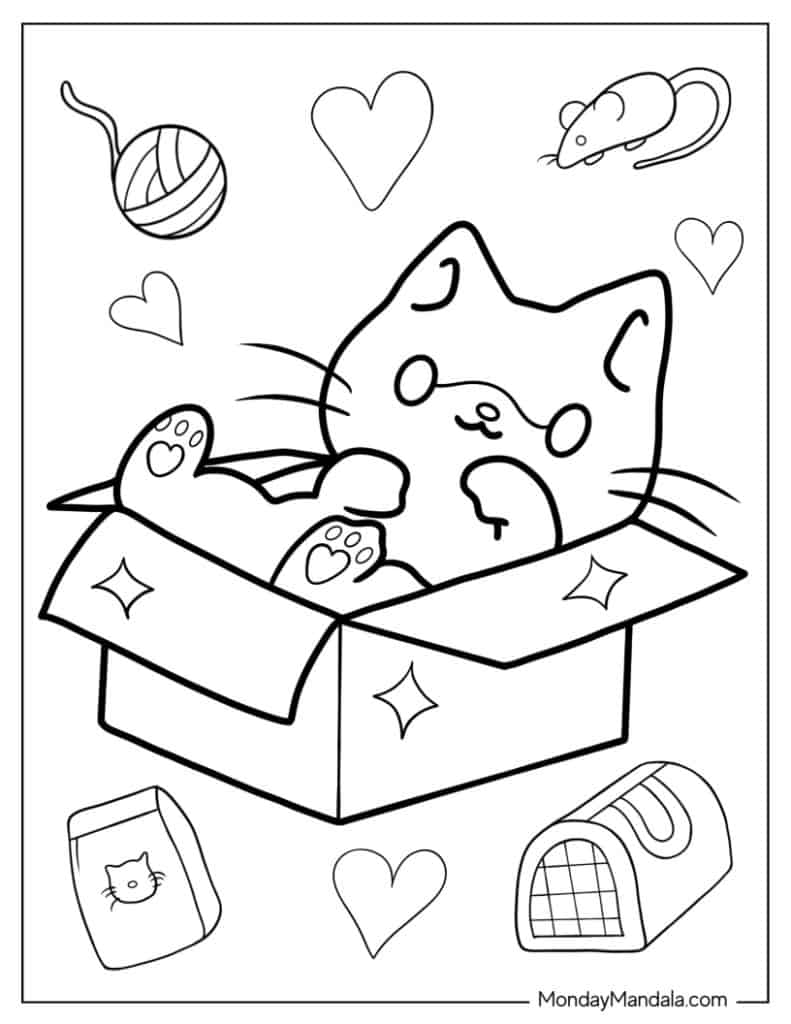 Cat coloring pages free pdf printables