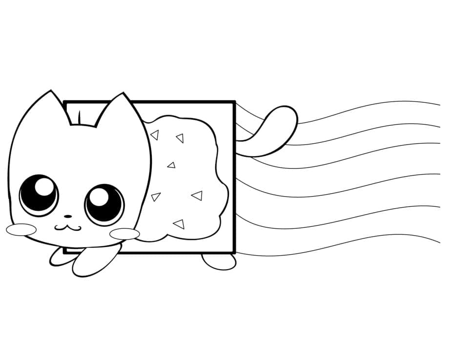 Very cute nyan cat coloring page