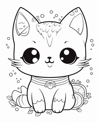 Kawaii cat pages for kids