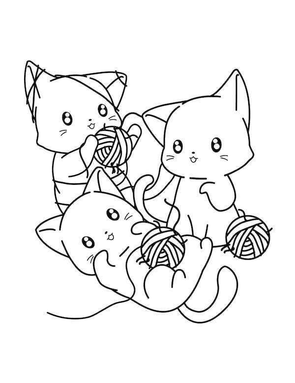 Cute cat coloring pages for kids and adults