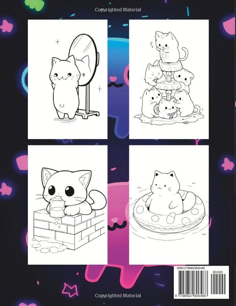 Anime kawaii cats coloring book adorable and cute kitties coloring pages for adult and teens my anime coloring books horara debido books