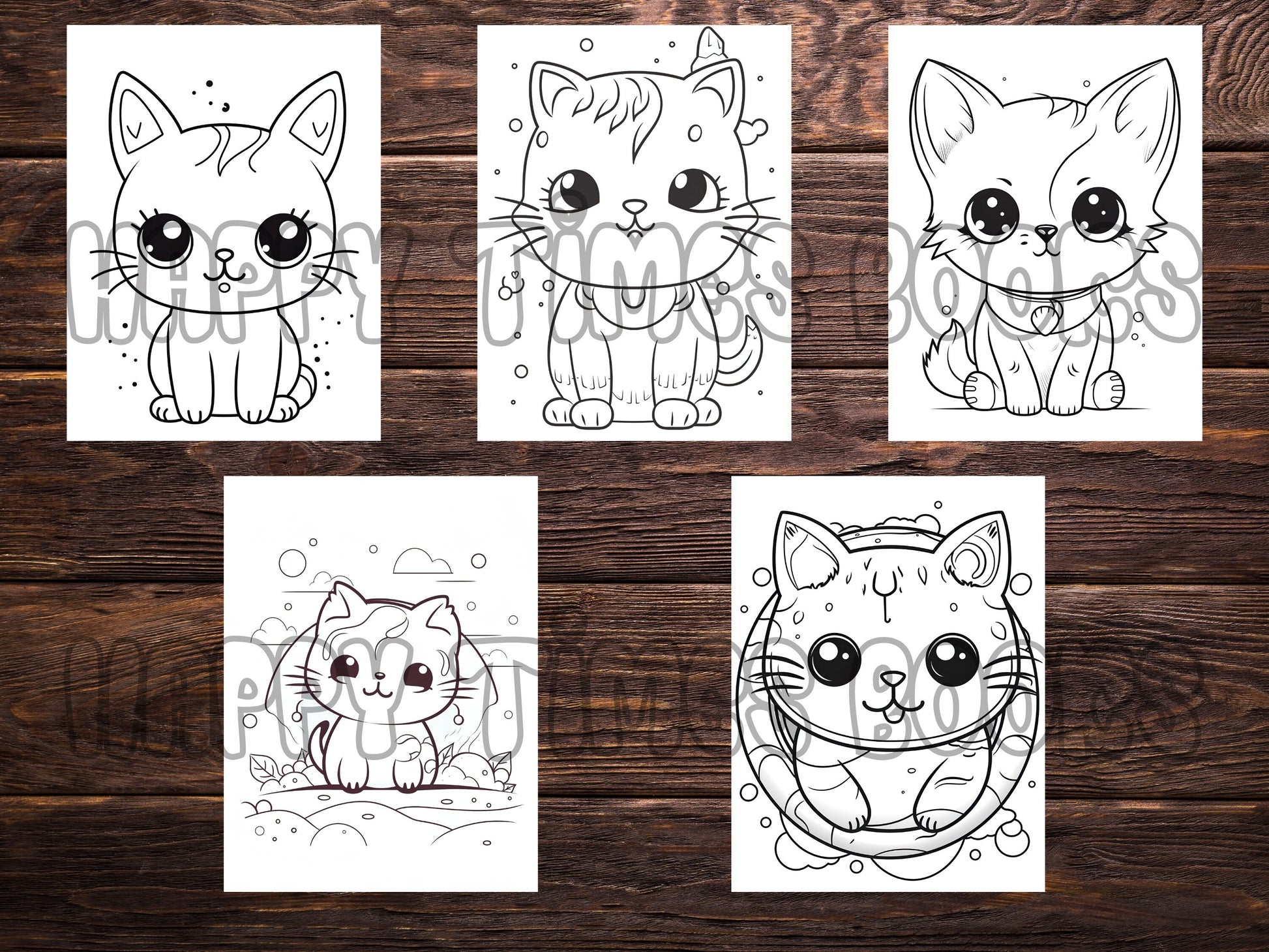 Cute cats volume digital coloring book