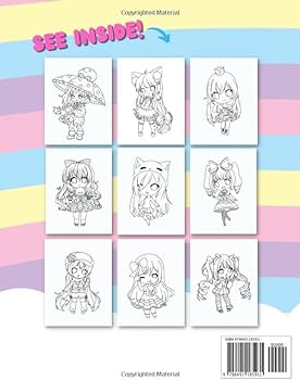 Chibi girls loring book kawaii japanese manga drawings and cute anime characters loring page for kids and adults bell kirstin books