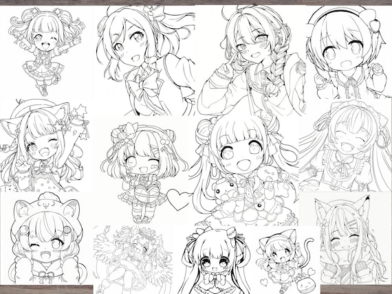 Cute anime chibi coloring pages anime coloringbook coloring pages for adults cute girls kawaii style anime coloring download now