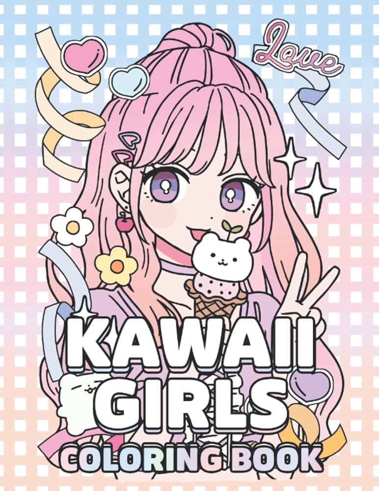 Kawaii girls coloring book cute anime coloring book for adult and kids with adorable kawaii characters color pages kawaii girls series lockhart maggie books