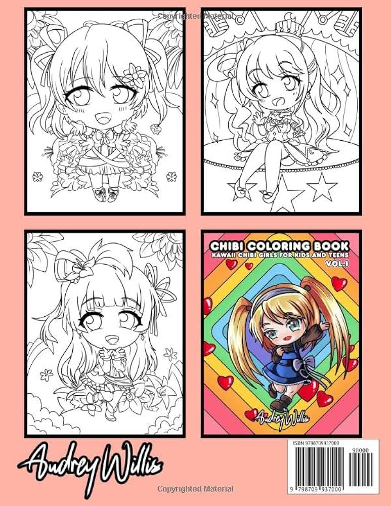 Chibi coloring book kawaii chibi girls and super cute anime manga characters coloring page for kids and teenagers vol willis audrey print joyful books