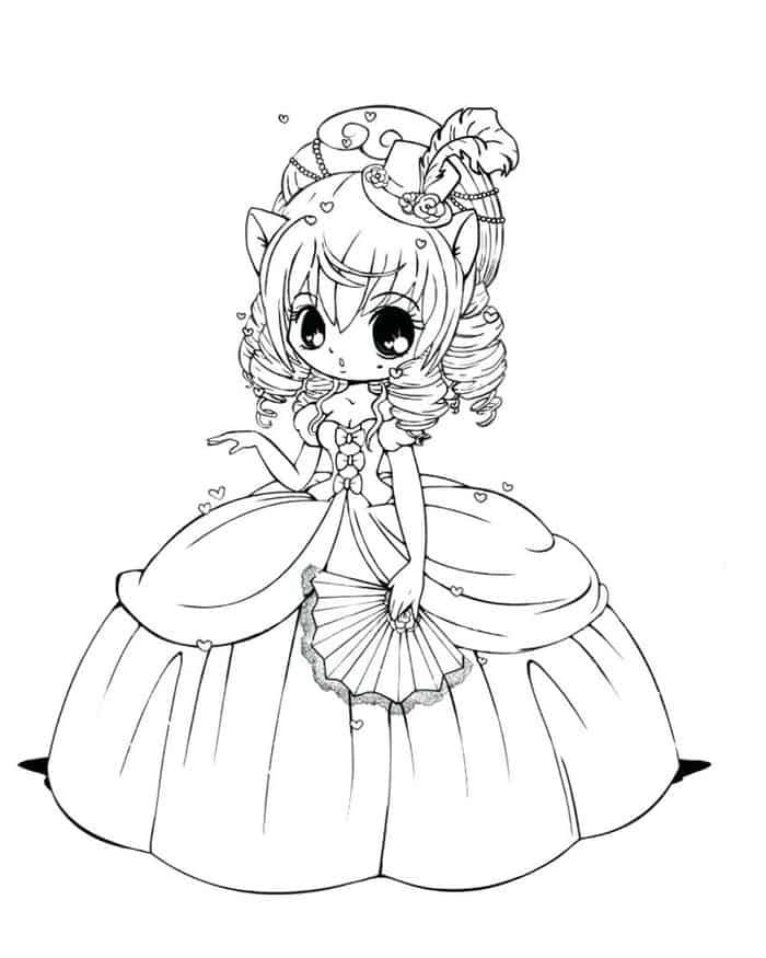 Kawaii anime coloring pages