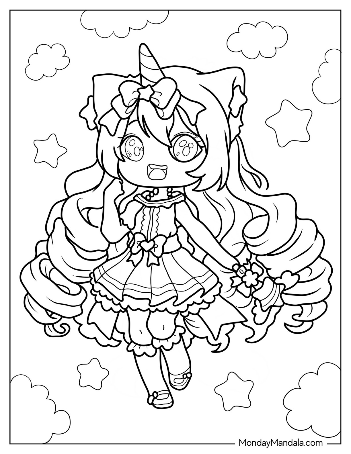 Chibi coloring pages free pdf printables