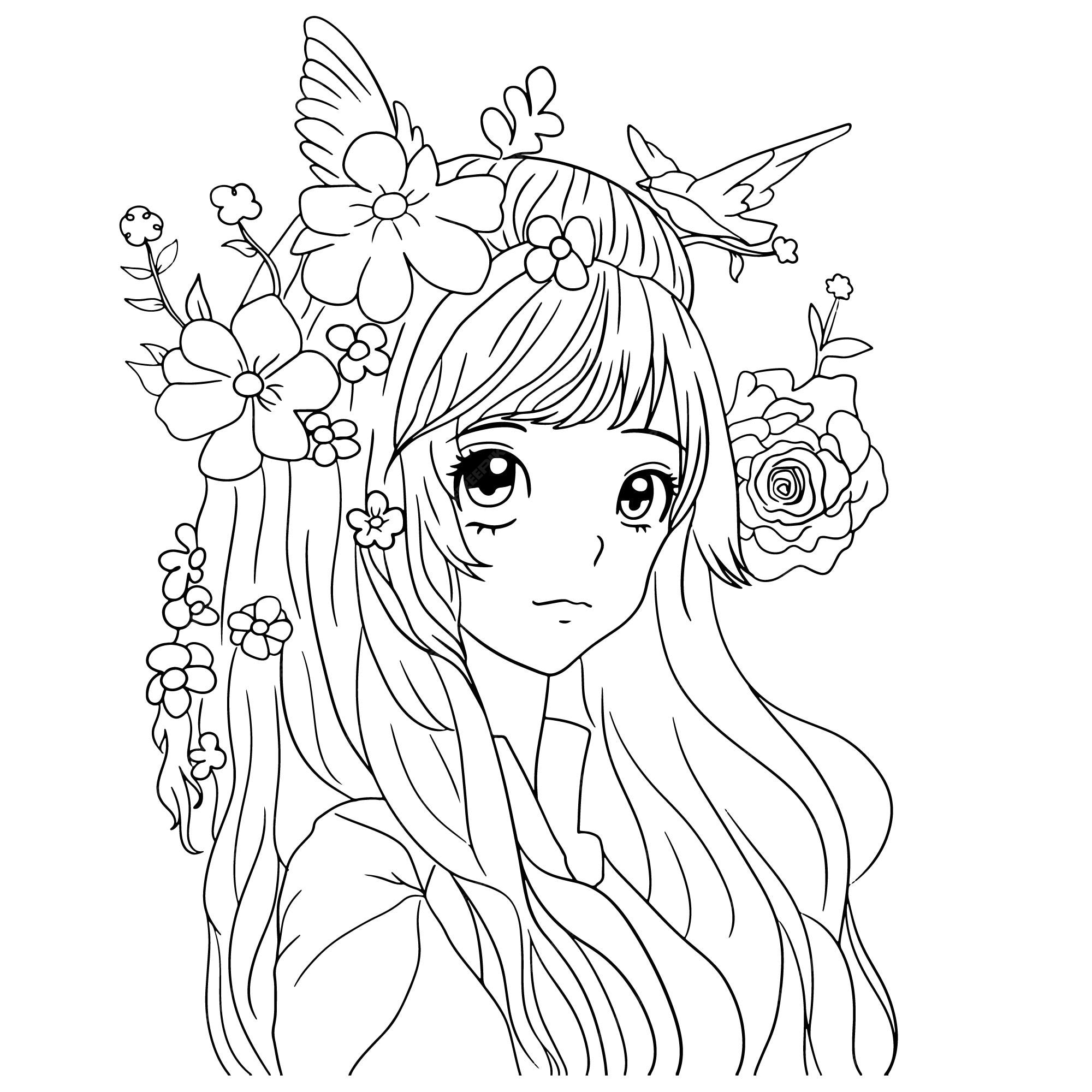 Premium vector princess fairy girl cartoon doodle kawaii anime coloring page cute illustration drawing clip art