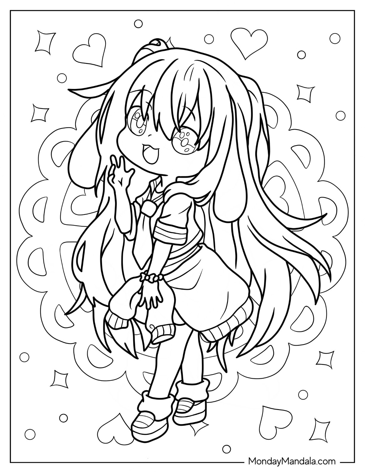 Chibi coloring pages free pdf printables