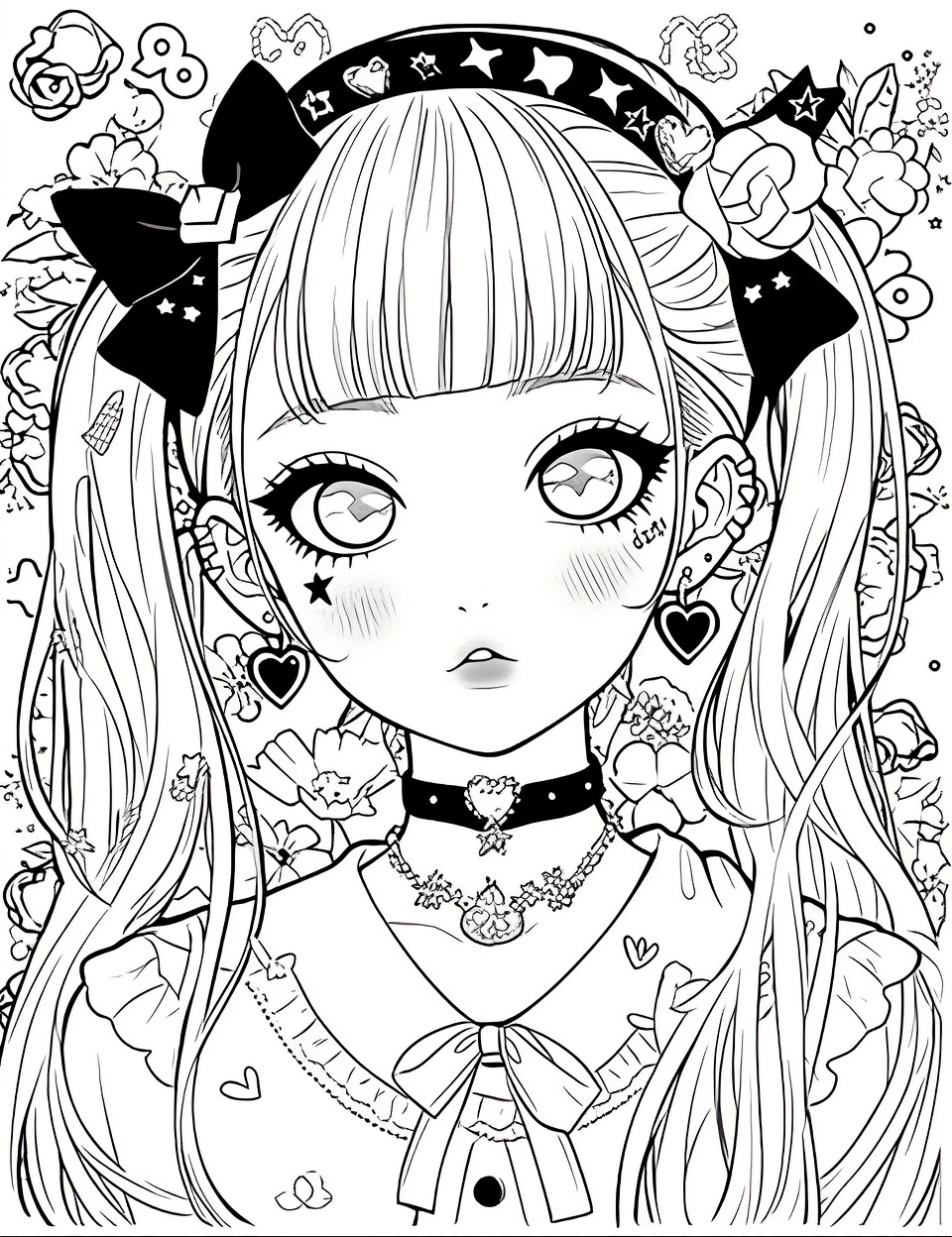 Chibi girl coloring book cute coloring pages for teens and adults in kawaii style