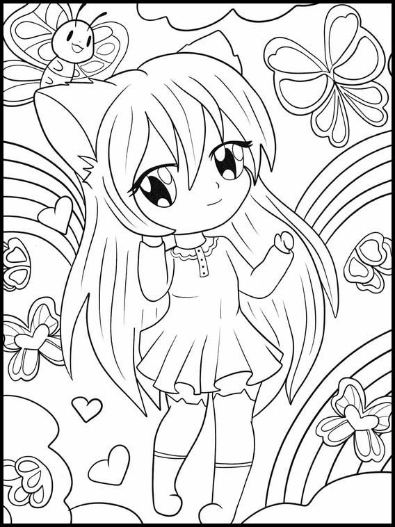 Chibi kawaii girls easy coloring pages