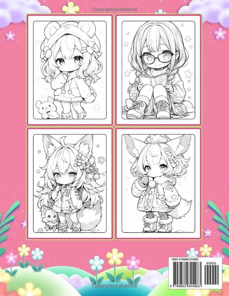 Chibi girls coloring book kawaii chibi girls coloring pages for kids teens and adults easy and simple designs for stress relief and relaxation jk chibi joy books