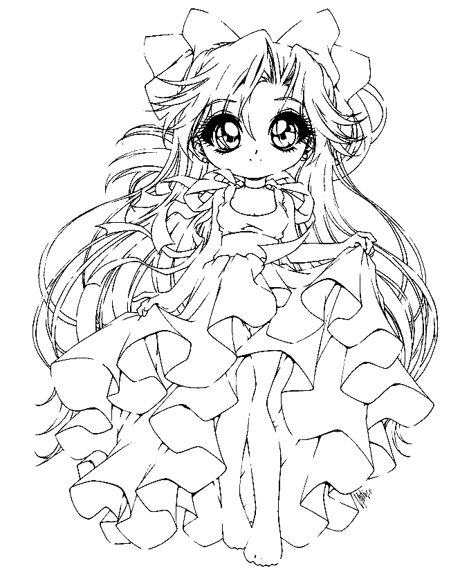 Chibi anime coloring pages