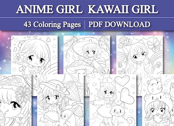 Anime girl coloring pages chibi girl coloring pages kawaii girl coloring pages printable pdf download