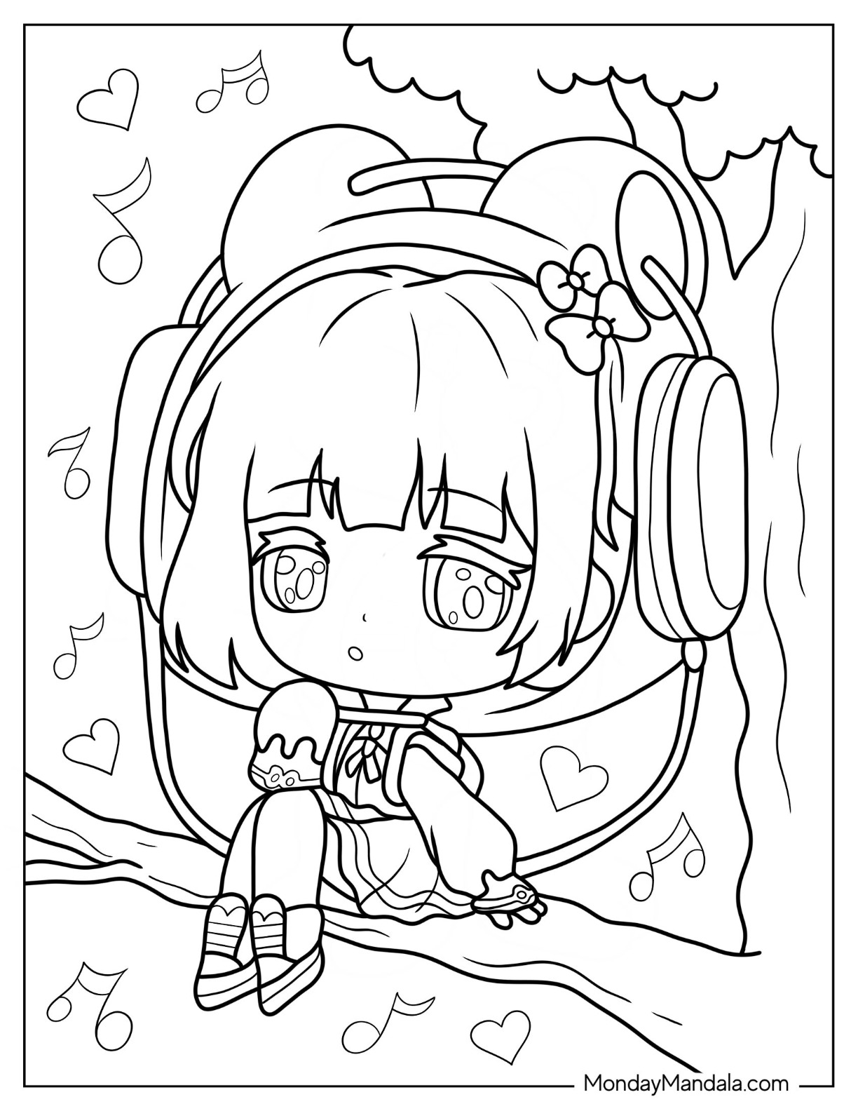 Chibi coloring pages free pdf printables