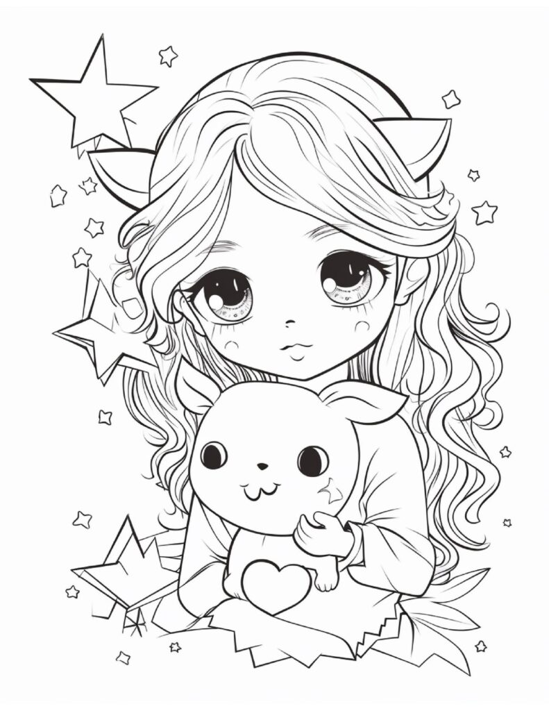 Free printable cute kawaii unicorn coloring pages