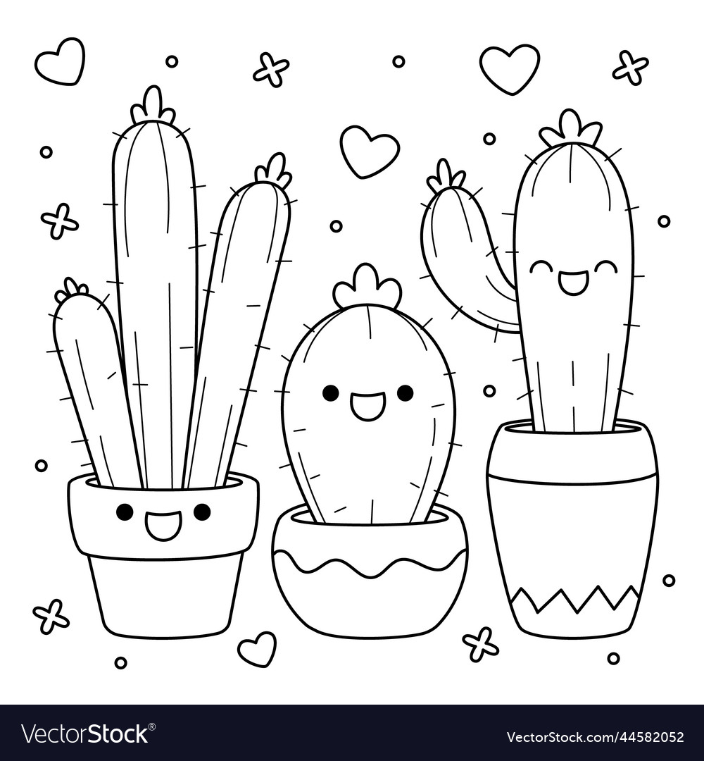 Hand drawn kawaii coloring book royalty free vector image