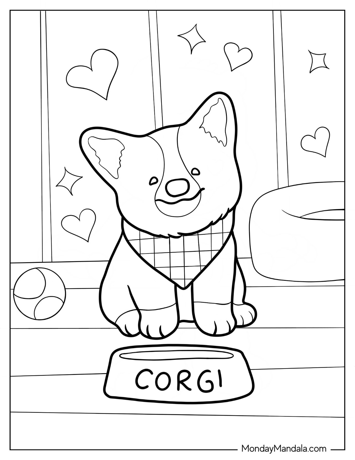 Corgi coloring pages free pdf printables