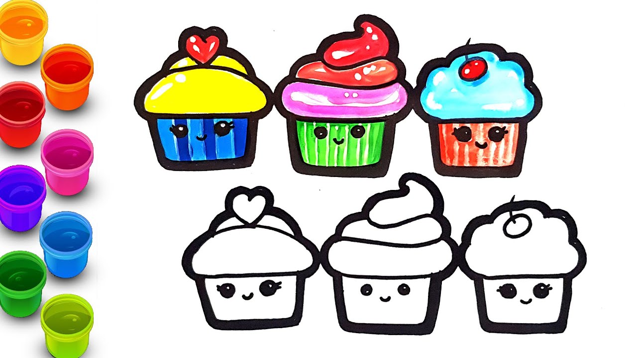 How to draw cute kawaii cupcakes