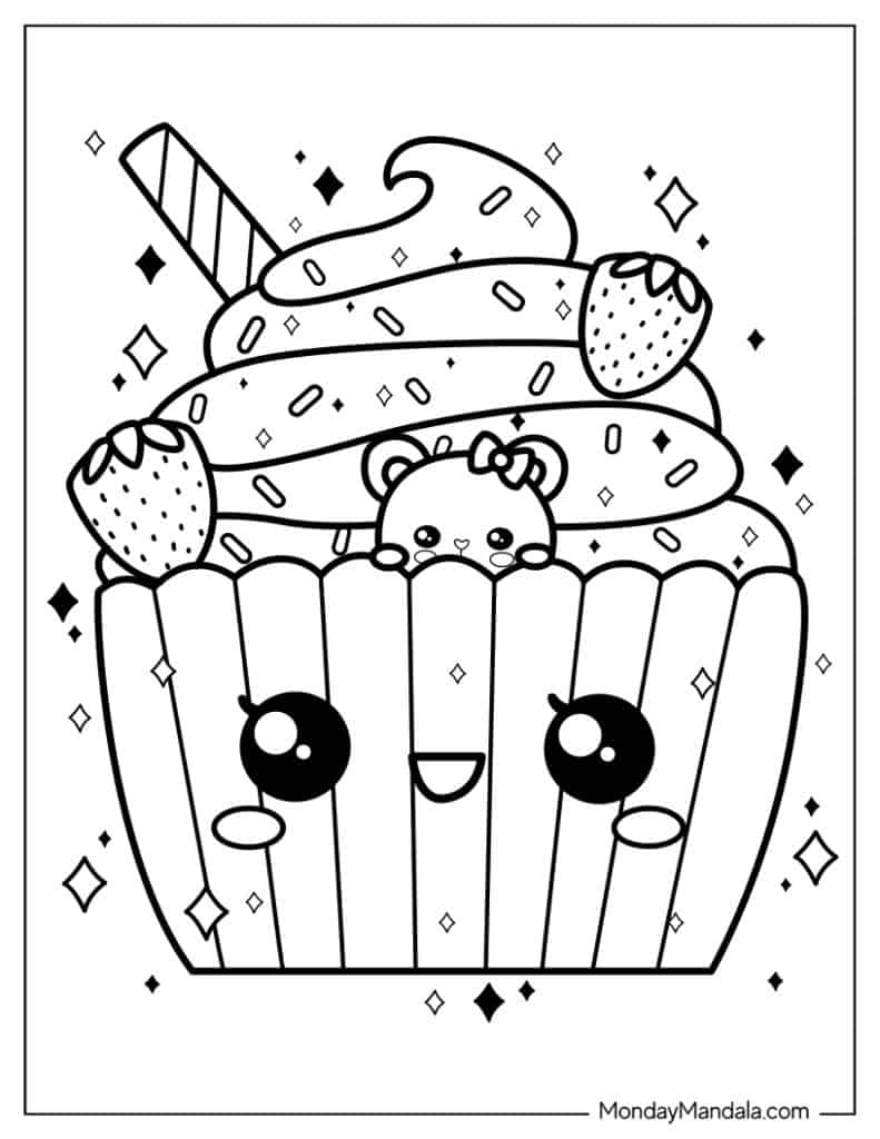 Cupcake coloring pages free pdf printables