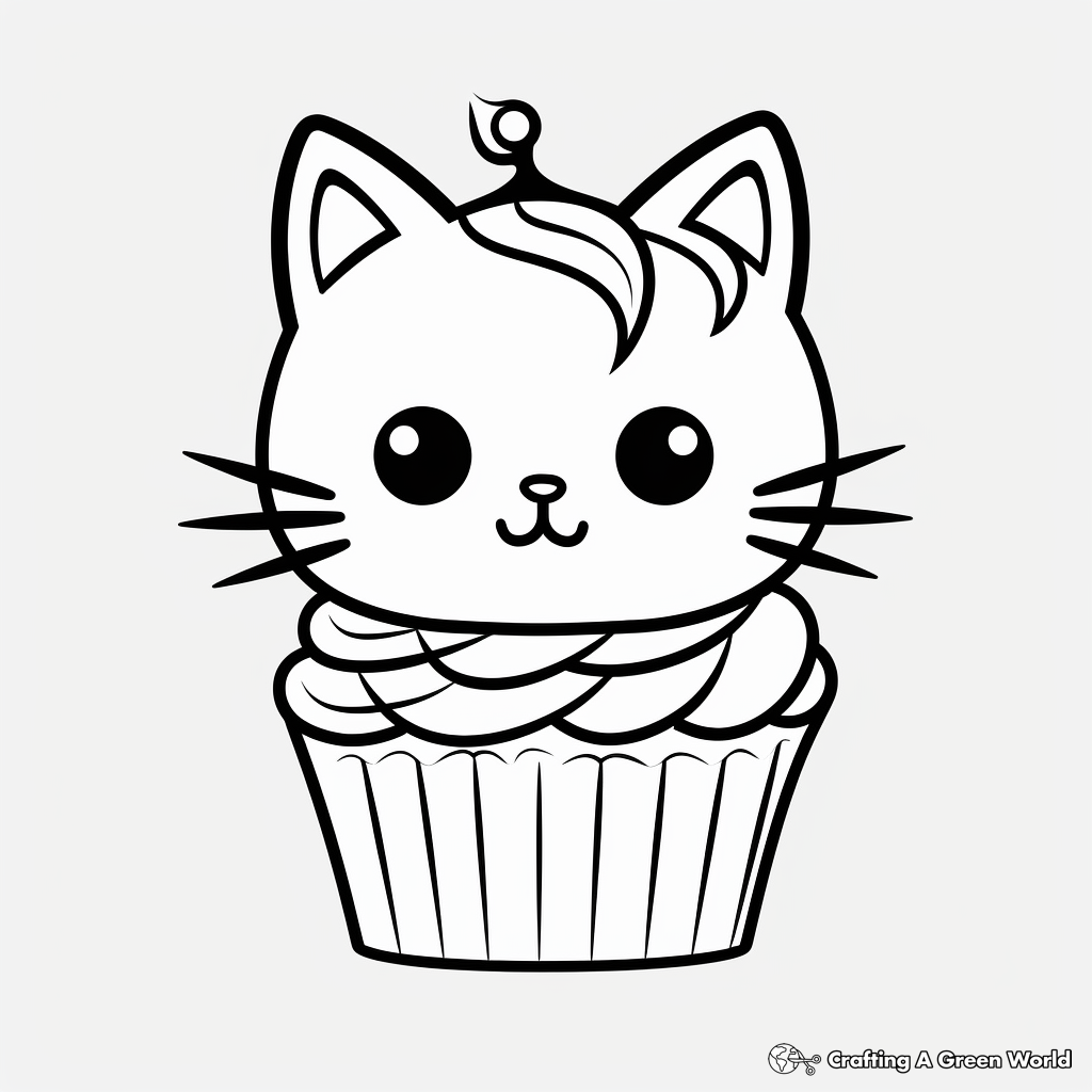 Cat cupcake coloring pages