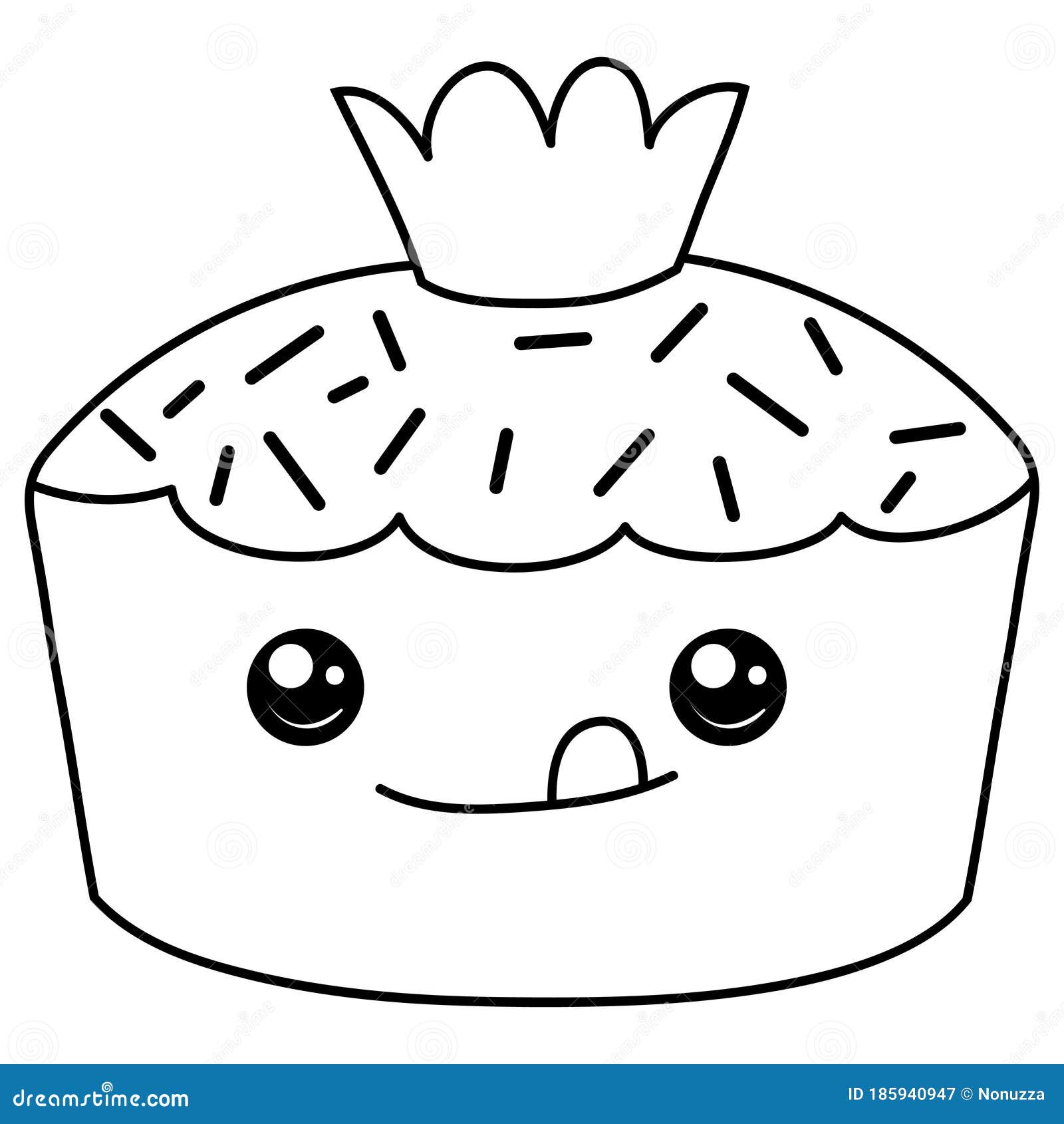 A children coloring bookpage a kawaii cupcake image for relaxingline art style illustration for print stock vector