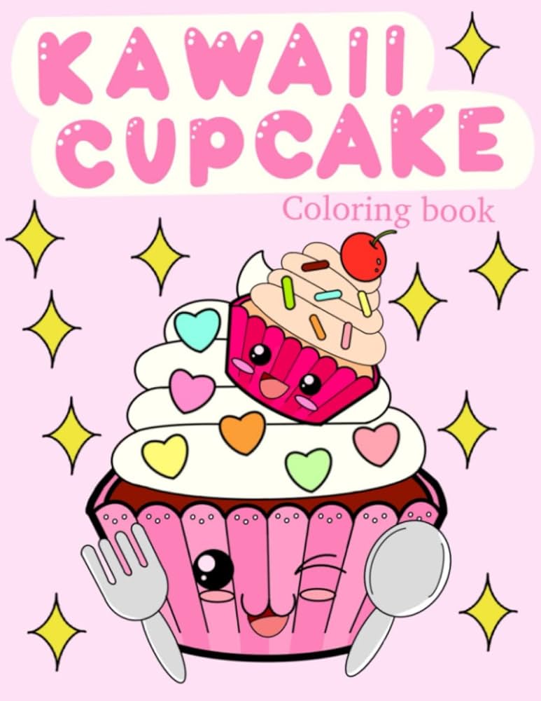 Kawaii cupcake coloring book large yummy kawaii cupcakes to color young serenity books