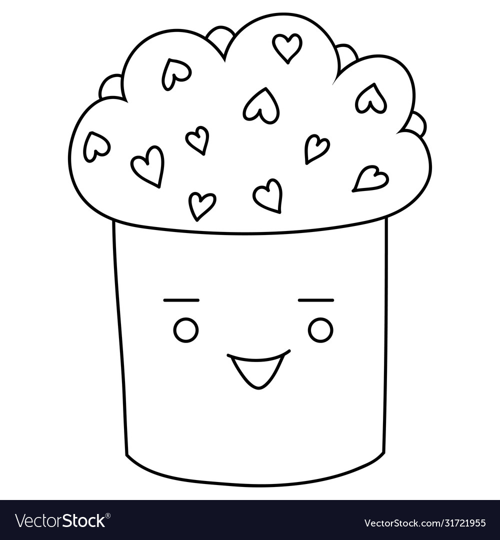 A children coloring bookpage kawaii cupcake vector image